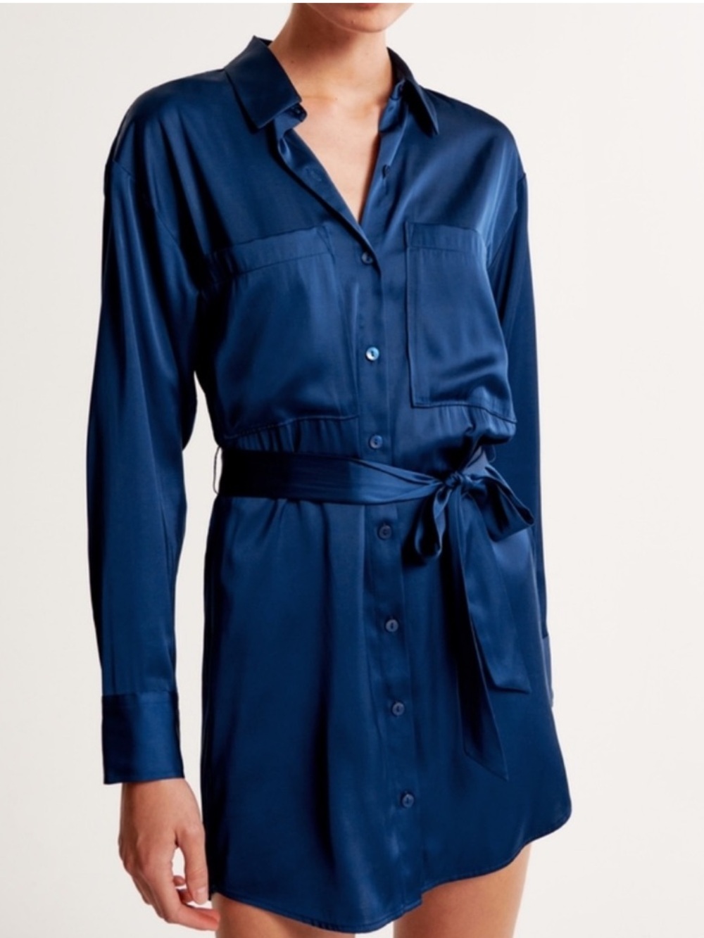 NEW Abercrombie Long Sleeve Belted Shirt Dress - Size XS | Color: Brown - Picture 2 of 7